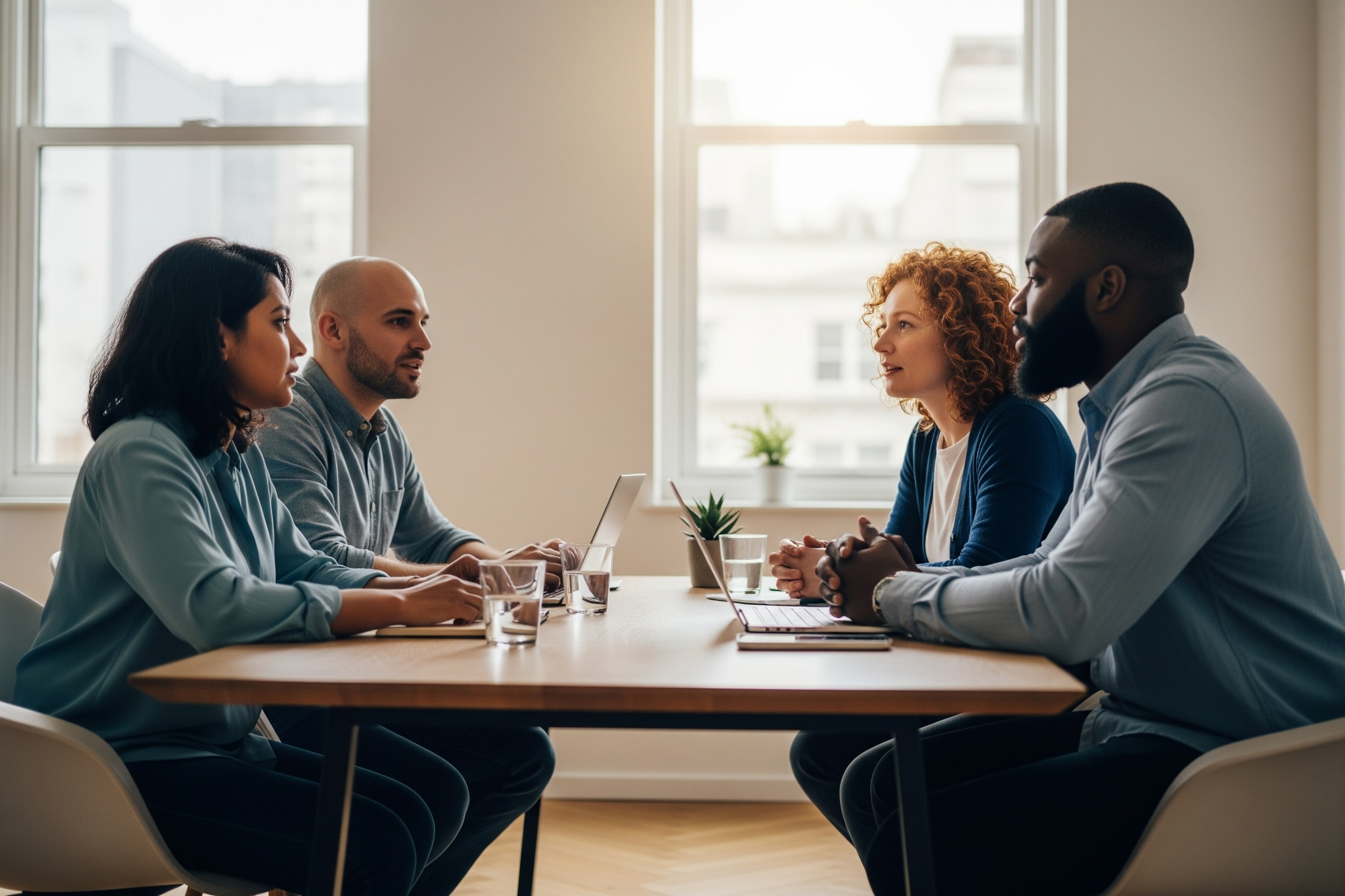 Founders in a discussion group